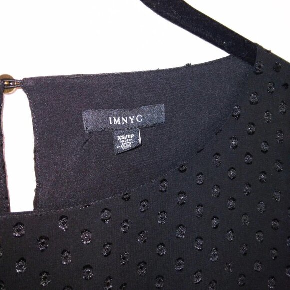 IMNYC BLACK  POLKA DOT DRESS WITH 3/4 SLEEVES AND ELASTIC WAIST - Picture 7 of 7